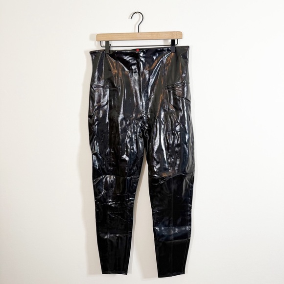 Spanx Faux Leather Patent Leggings Black High Rise 1X - Picture 4 of 7